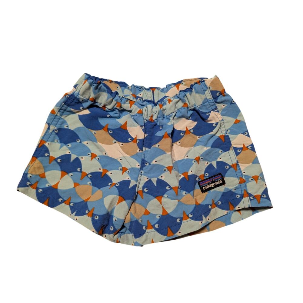 PATAGONIA BABY Boys Blue Bird pattern shorts, size 12 mos.; lightweight - Picture 1 of 6